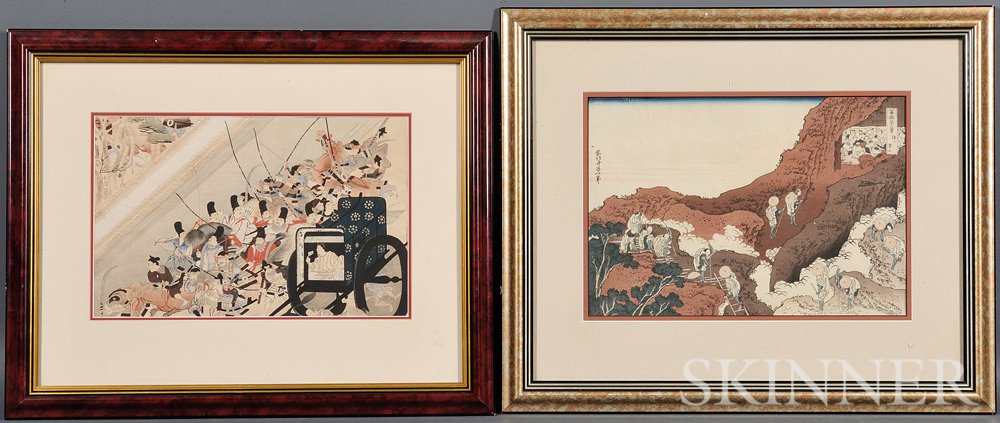 Appraisal: Two Color Woodblock Prints Japan one depicting a battle scene