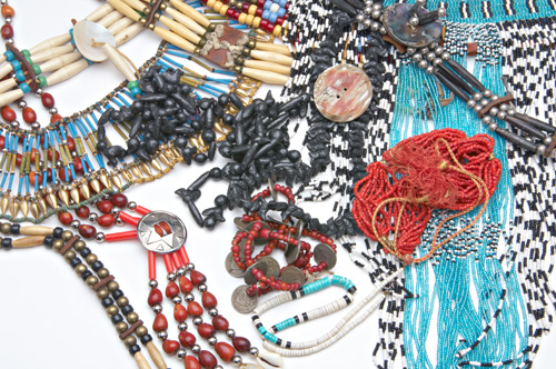 Appraisal: NATIVE AMERICAN Fourteen bead necklaces Native American and foreign Some