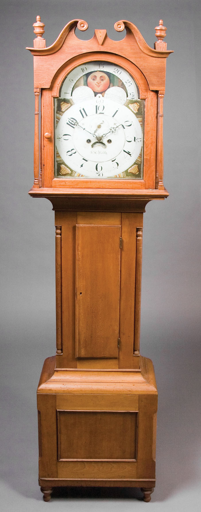 Appraisal: PENNSYLVANIA SHERATON CHERRY TALL CASE CLOCK THE DIAL MARKED quot