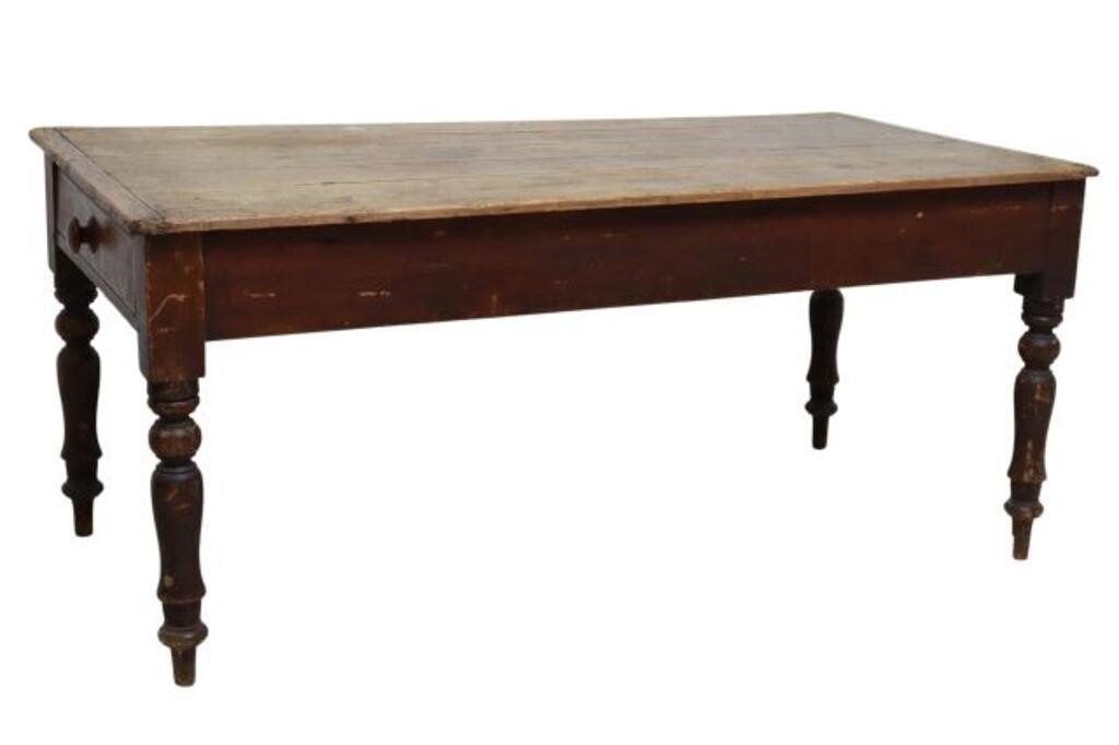 Appraisal: English Victorian pine kitchen table th c rectangular five-plank top