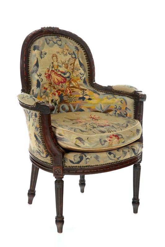 Appraisal: LOUIS XVI-STYLE ARMCHAIR European late th-early th century oak Acanthus