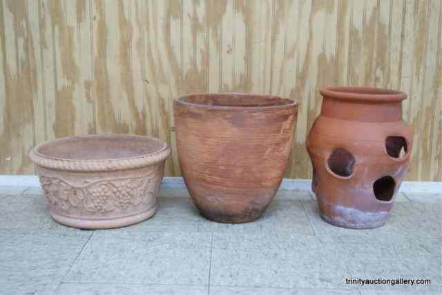 Appraisal: Misc Terracotta Flower PlantersIs a nice set of outdoor round