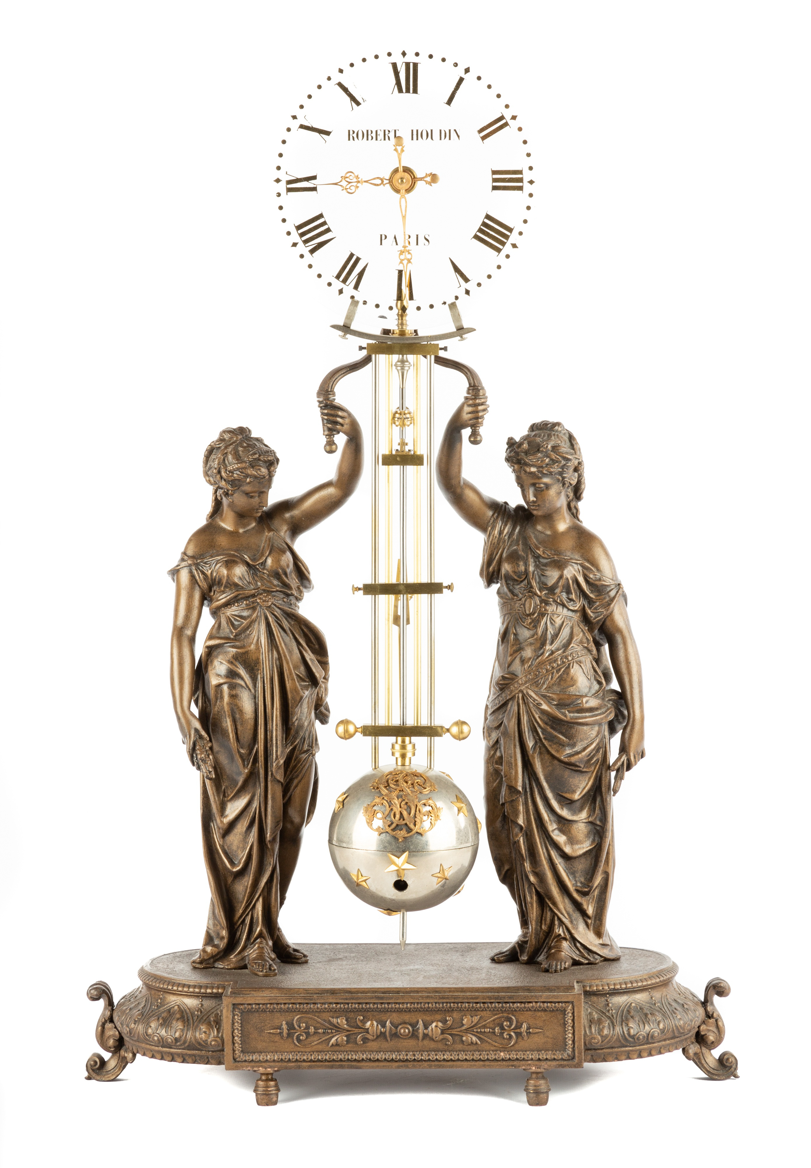 Appraisal: ROBERT HOUDIN PARIS MYSTERY SWINGING CLOCK th century With gold