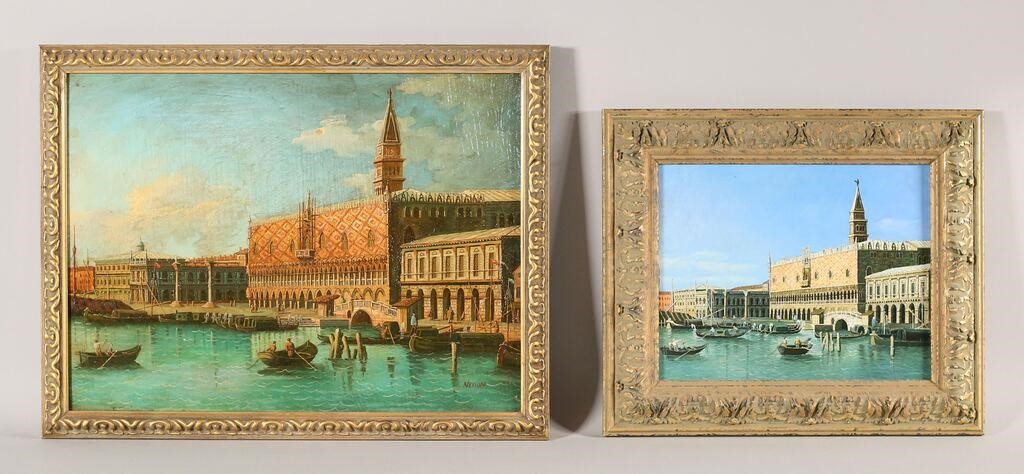 Appraisal: TWO OIL ON PANELS OF VENETIAN CANAL SCENESTwo oil on