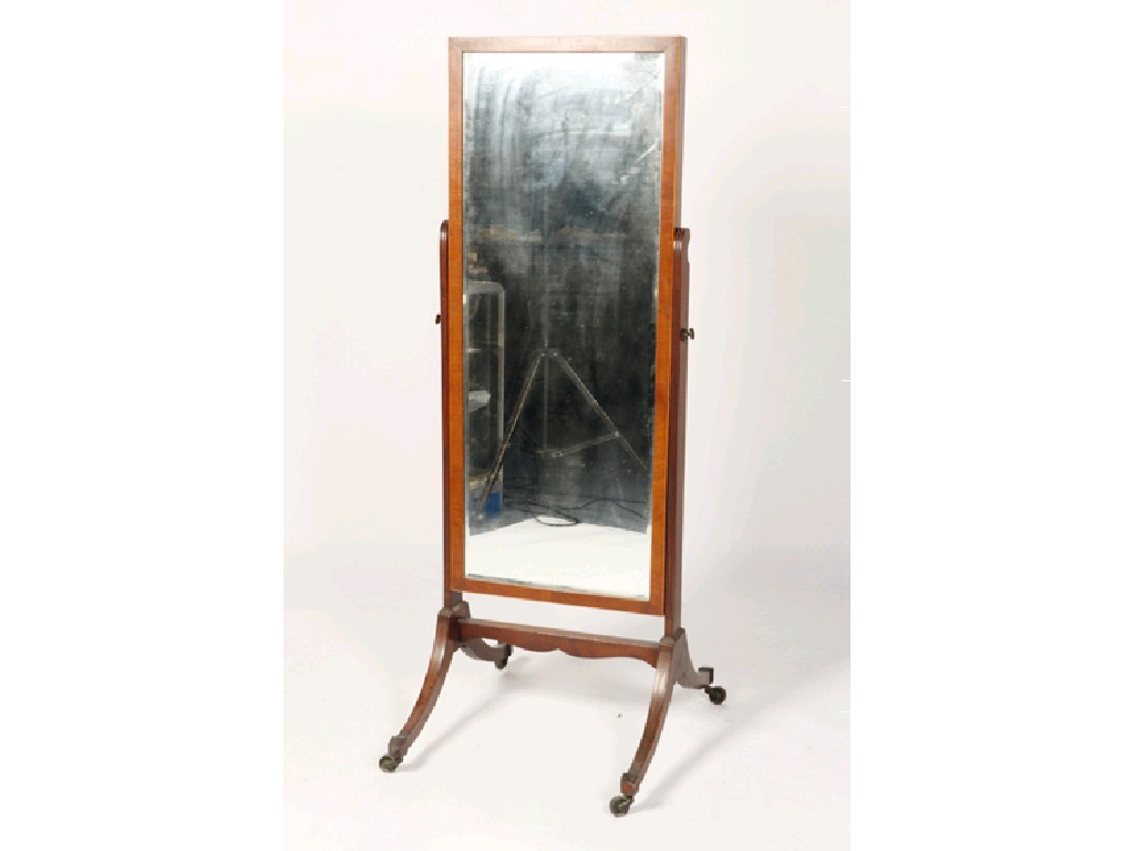 Appraisal: A REGENCY MAHOGANY FRAMED CHEVAL MIRROR the rectangular bevel edged