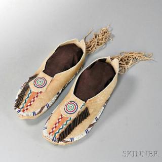 Appraisal: Pair of Beaded Hide Comanche Moccasins c late th century