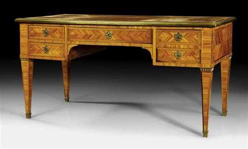 Appraisal: BUREAU-PLAT Louis XVI Paris circa Tulipwood and rosewood veneer inlaid