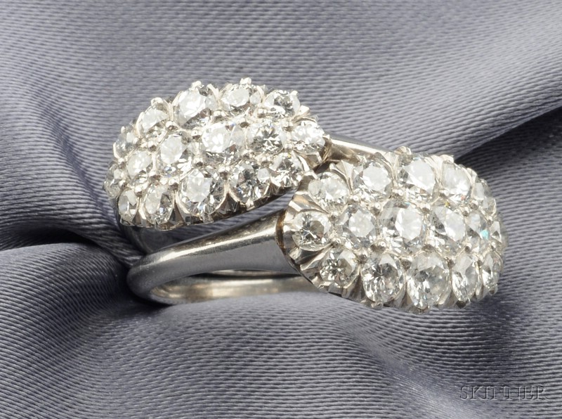 Appraisal: Two Platinum and Diamond Cluster Rings each set with old