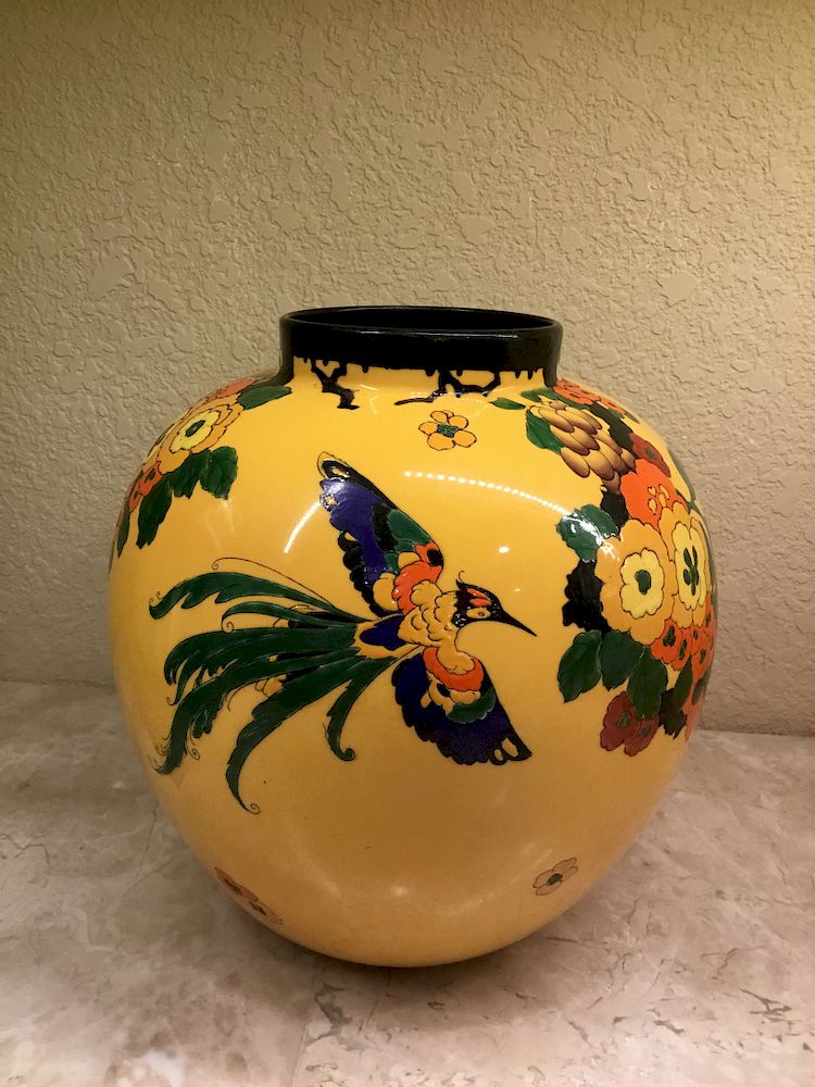 Appraisal: Royal Doulton Art Deco Vase with Hummingbird Extremely rare Royal