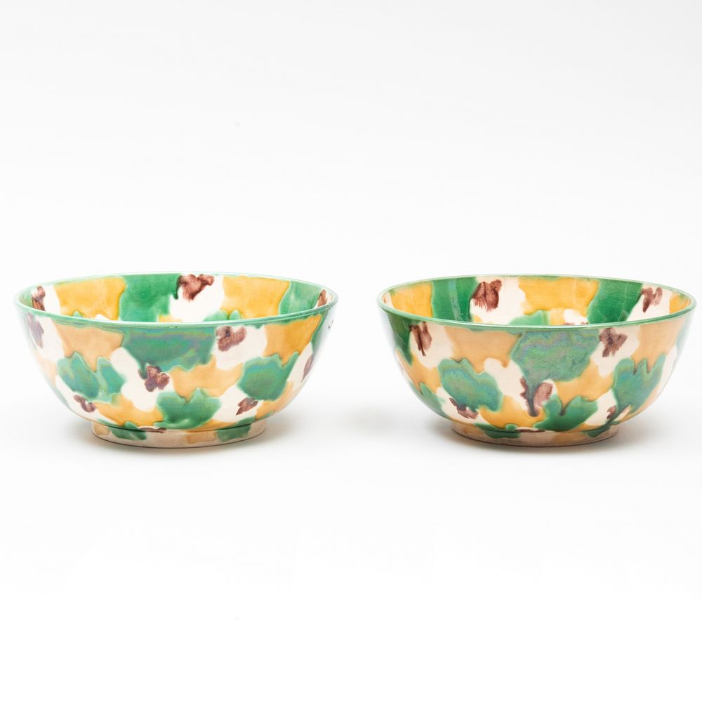 Appraisal: Pair of Chinese 'Egg Spinach' Glazed Porcelain Bowls in diam