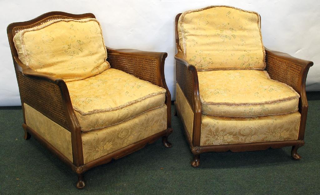 Appraisal: SET OF FOUR MATCHING EARLY TH CENTURY MAHOGANY FRAMED BERGERE