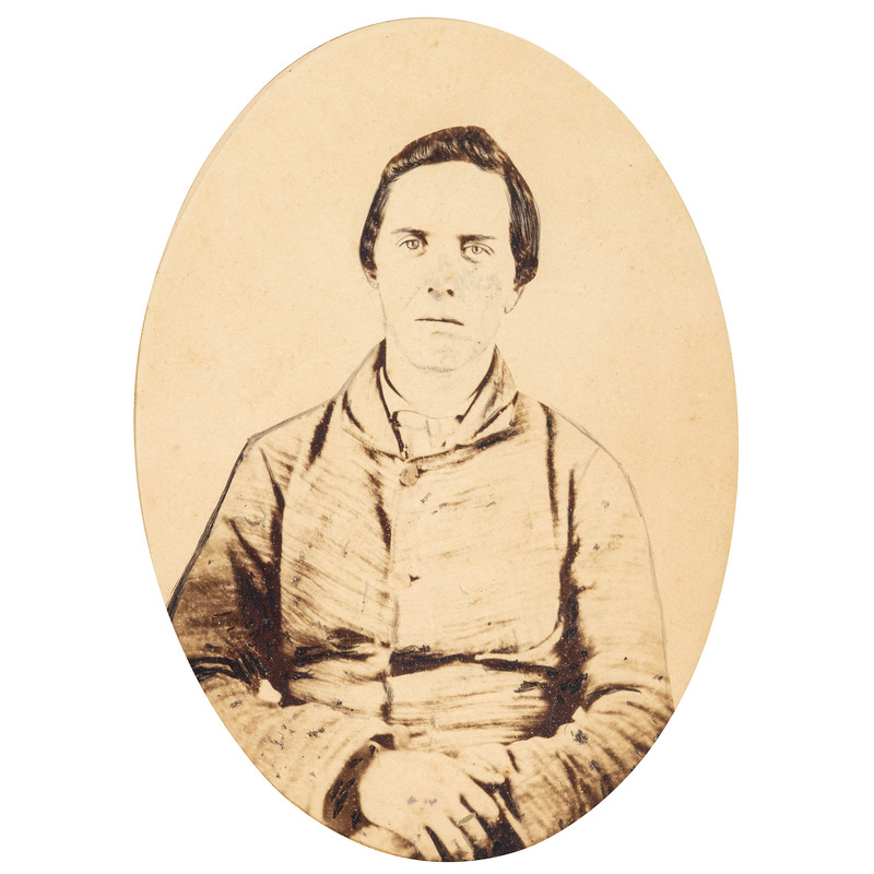 Appraisal: CIVIL WAR Albumen photograph of a young Confederate soldier wearing