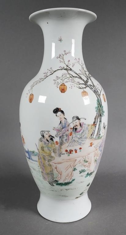 Appraisal: Chinese Tall vase with landscape scene six people under tree