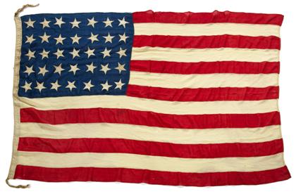 Appraisal: Wool and cotton star American Flag -