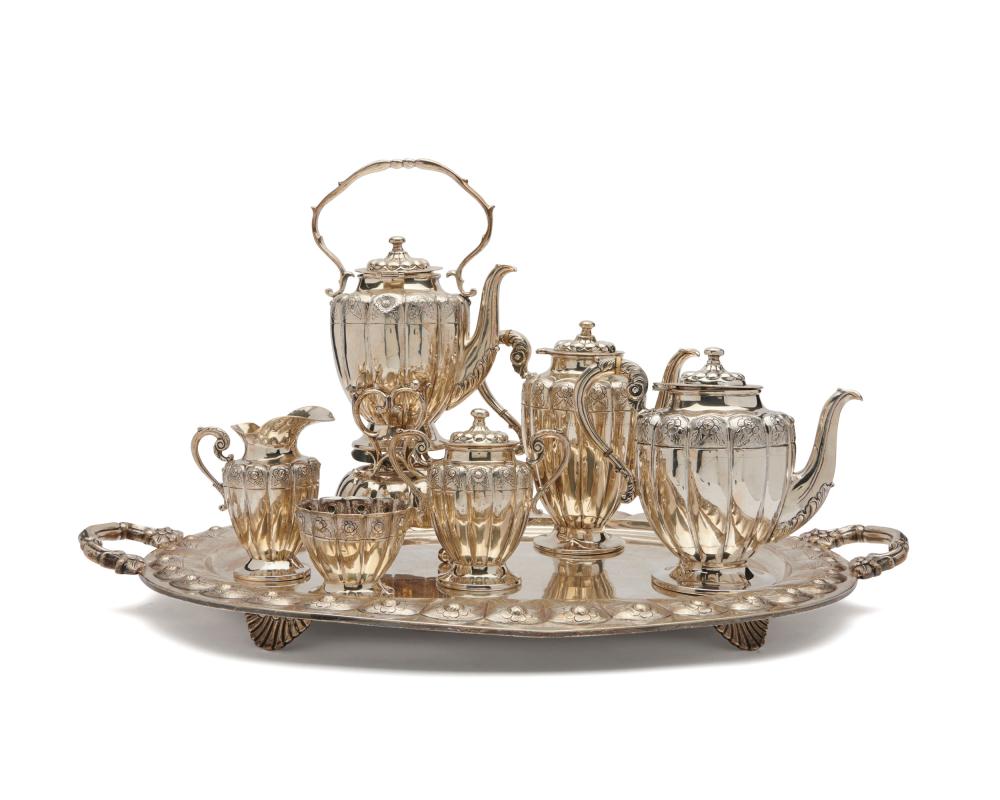 Appraisal: Mexican Silver Six Piece Coffee and Tea Service of fluted