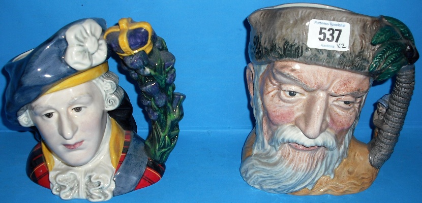 Appraisal: Royal Doulton Large Character jugs Robinson Crusoe D and Bonnie