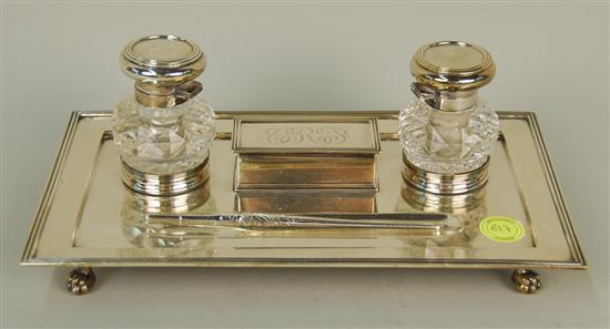 Appraisal: AMERICAN SILVER INK STAND Howard Co maker length inches Condition