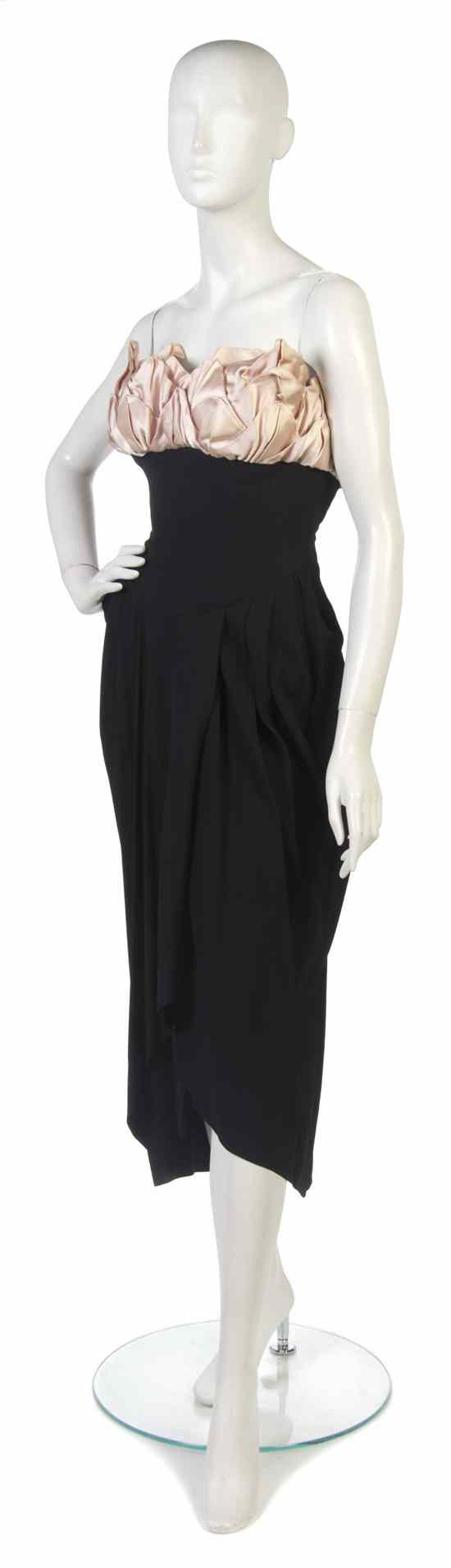 Appraisal: A Howard Greer Black Crepe Dress strapless with tulip detail