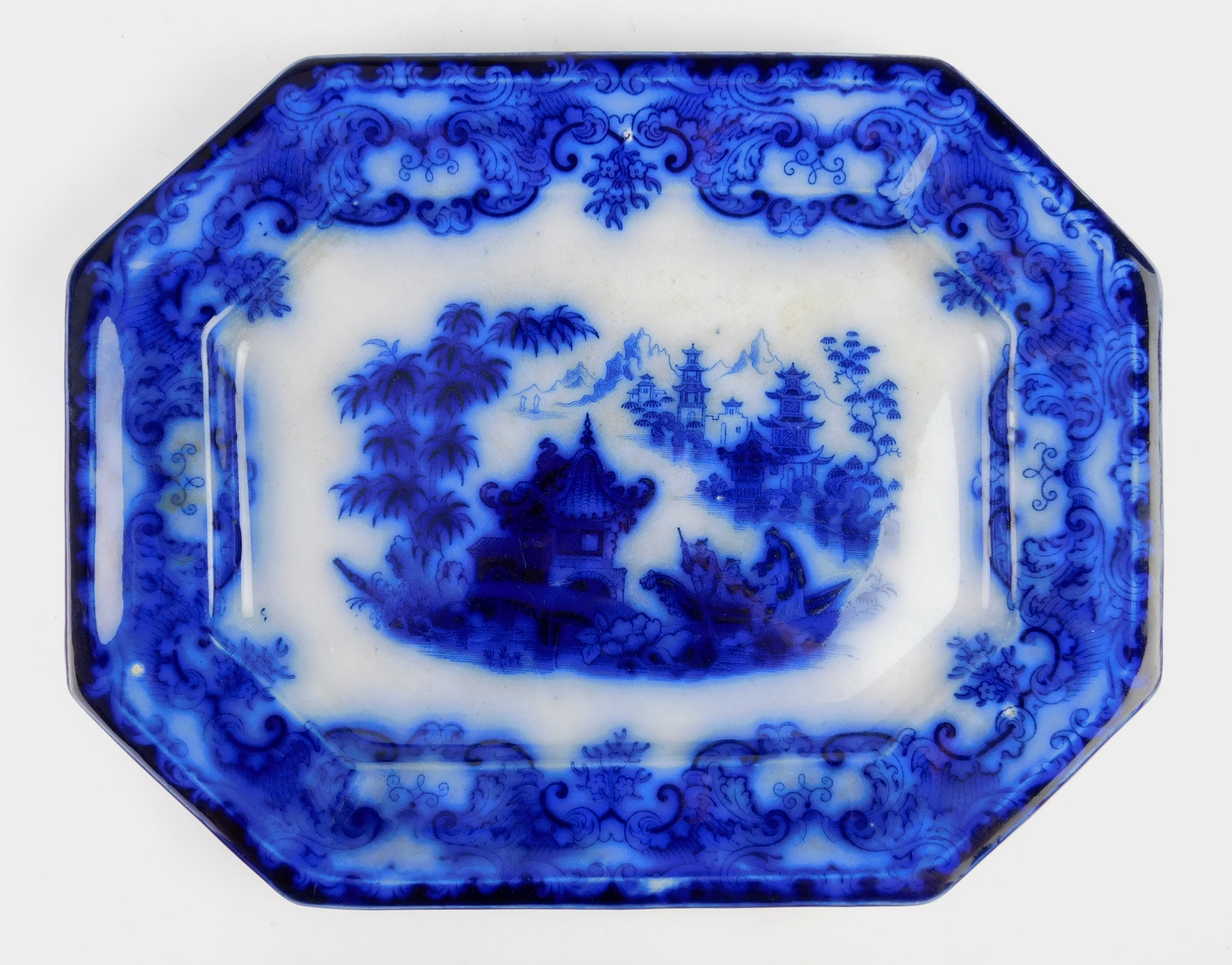 Appraisal: Mayer Flow Blue porcelain platter 'Formosa' x ''