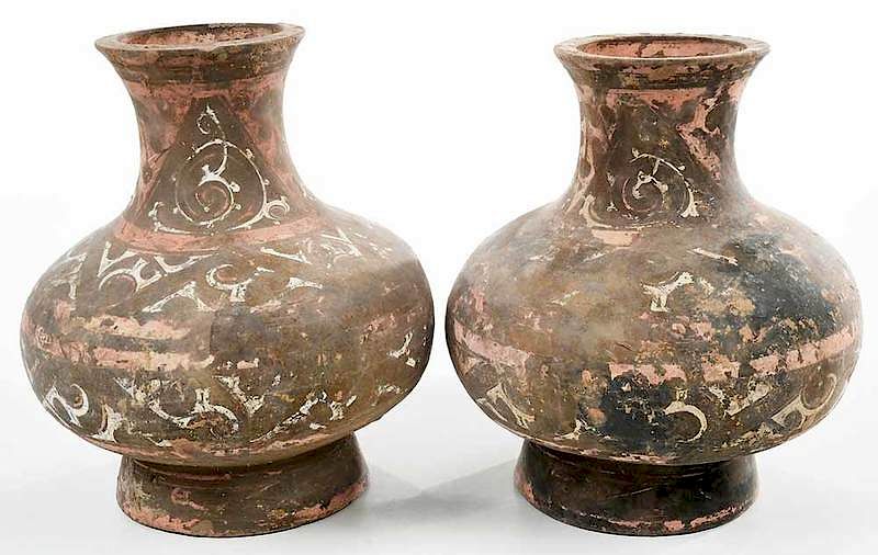 Appraisal: Two Early Chinese Vases Possibly Han Dynasty near pair both