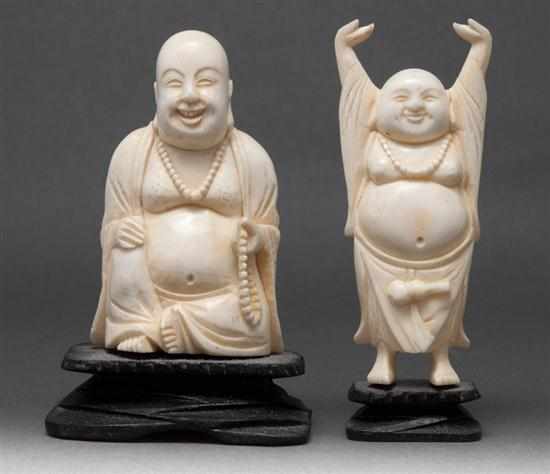 Appraisal: Two Chinese carved ivory Buddha figures one seated and one