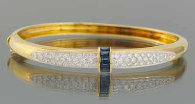 Appraisal: A Ladies' Sapphire and Diamond Bangle Bracelet k yellow gold