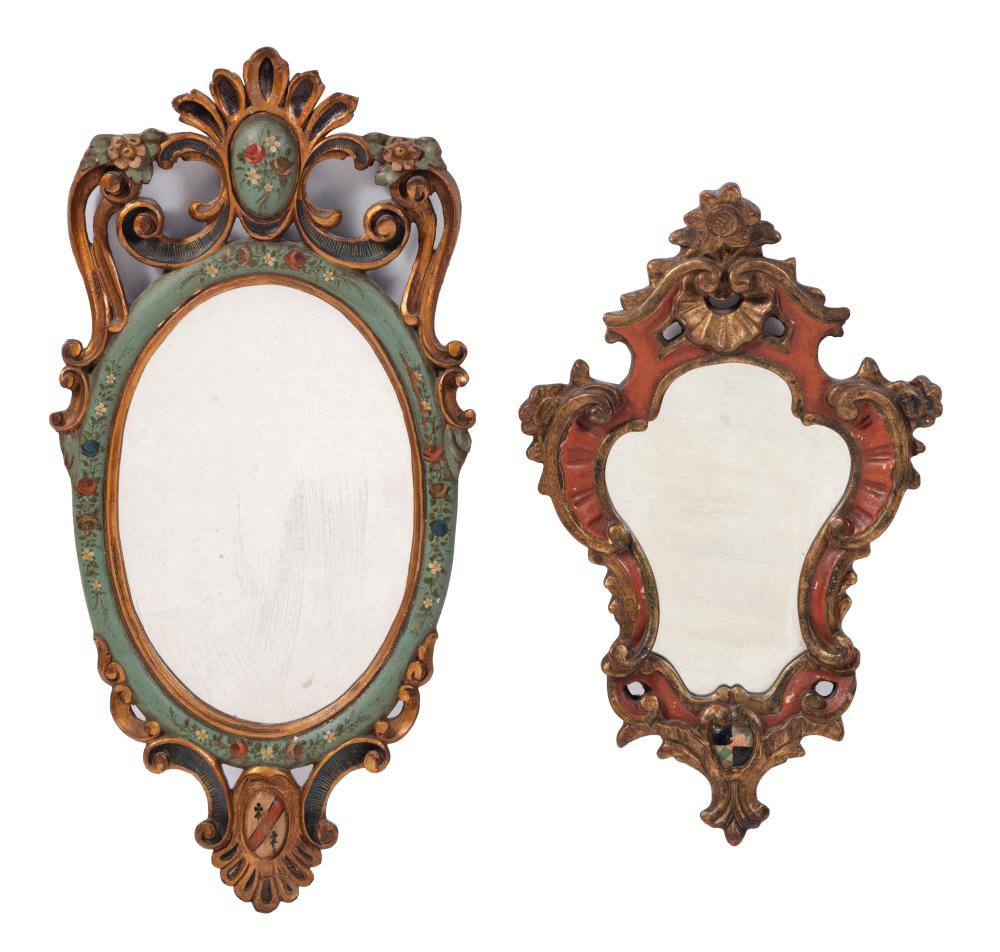 Appraisal: TWO VENETIAN-STYLE MIRRORS EARLY TH CENTURYTWO VENETIAN-STYLE MIRRORS Early th