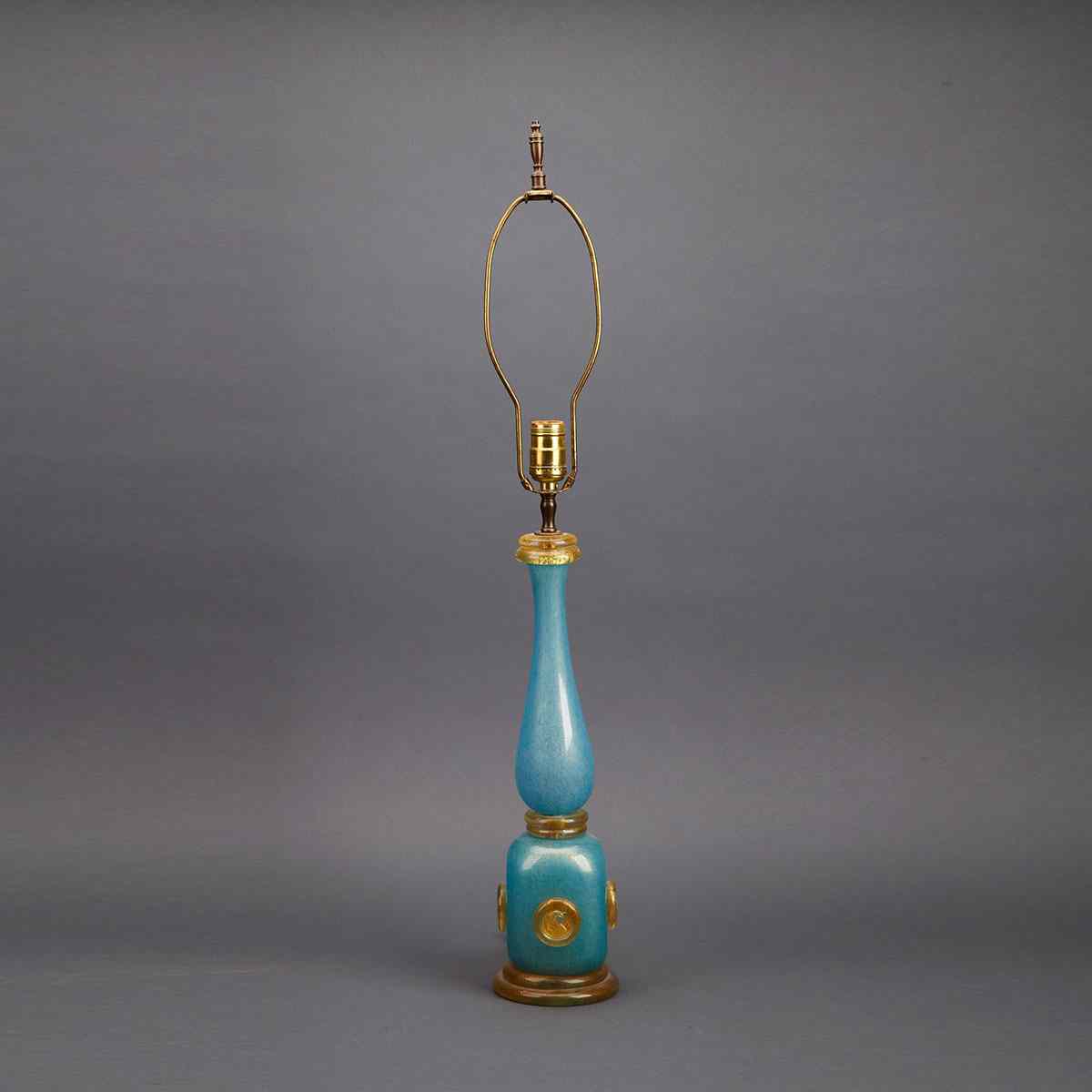 Appraisal: Murano Blue Aventurine Glass Table Lamp mid- th century height