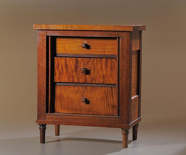 Appraisal: CHILD'S SHERATON CHEST WITH TAMBOUR DOORS th century of figured