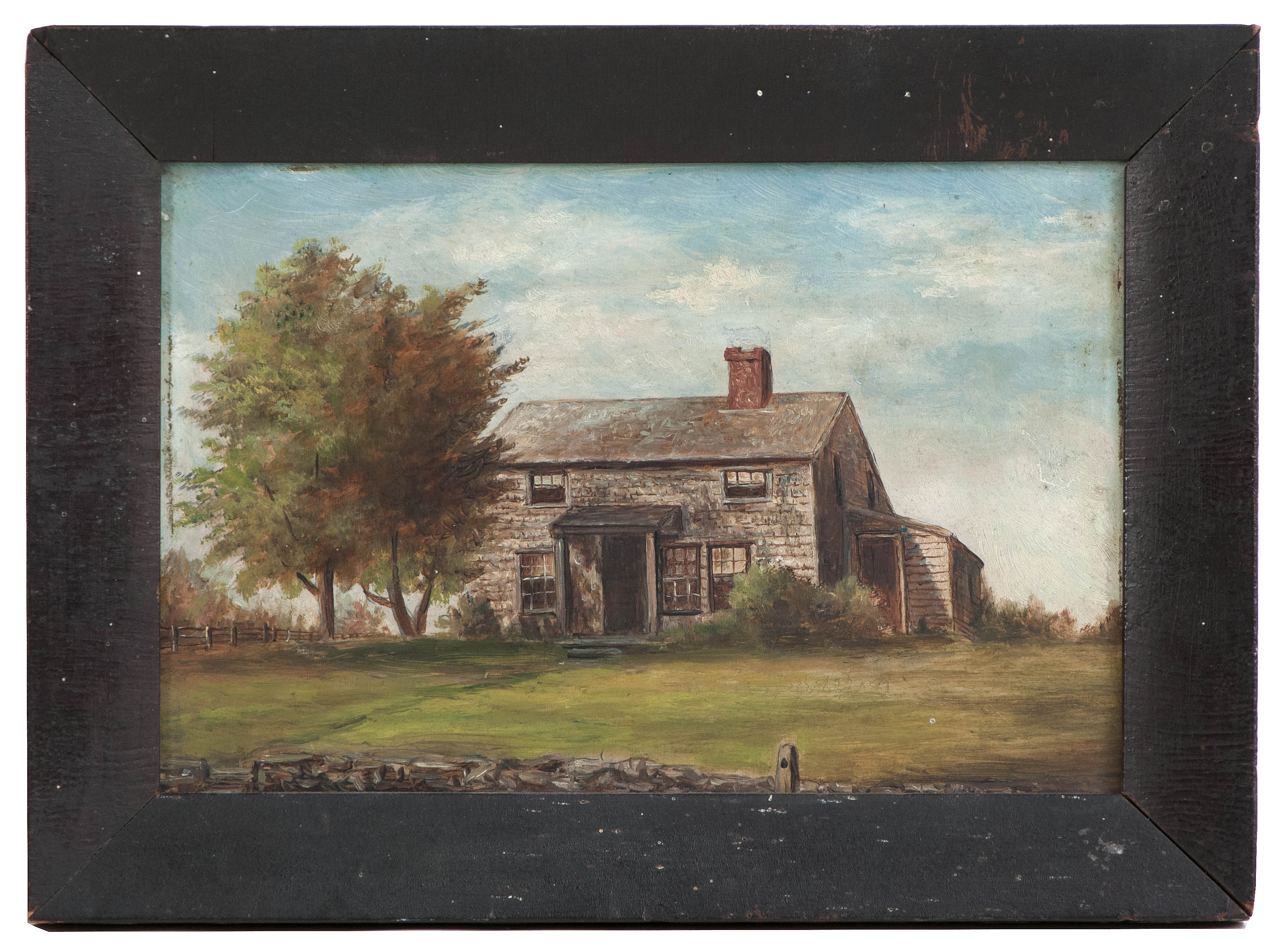 Appraisal: FRAMED PAINTING OF A HOMESTEAD th CenturyTitled in pencil on