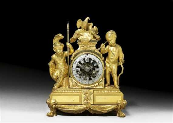 Appraisal: SKELETON CLOCK LA GUERRE ET LA PAIX Louis XVI the