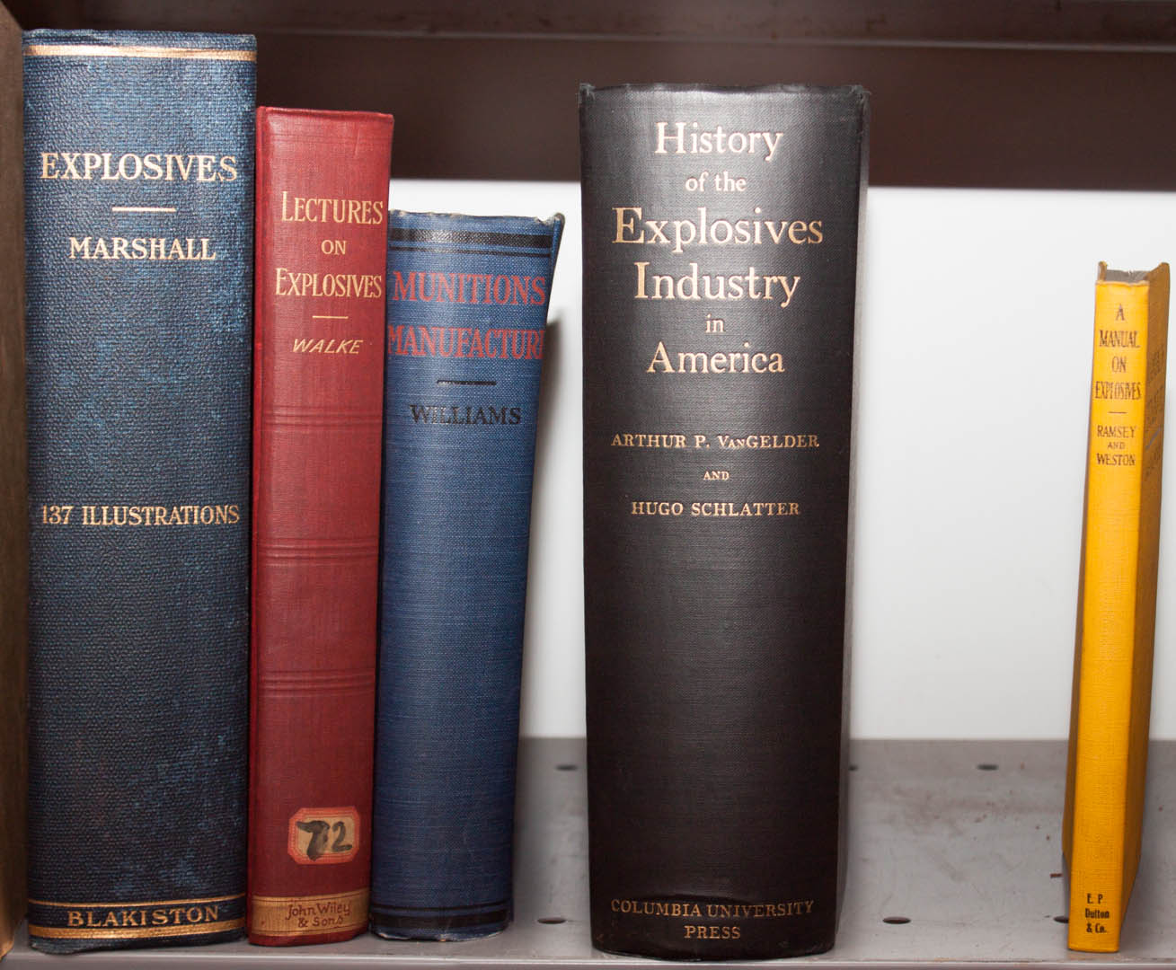 Appraisal: American Industrial History Five on Explosives notably Van Gelder and