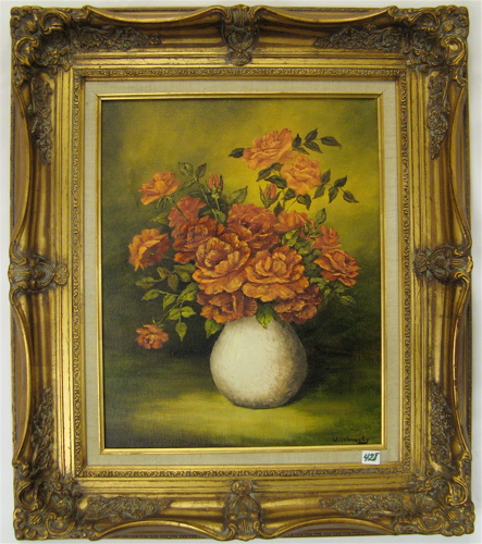 Appraisal: WISCHNESKY OIL ON CANVAS American th century Still life with