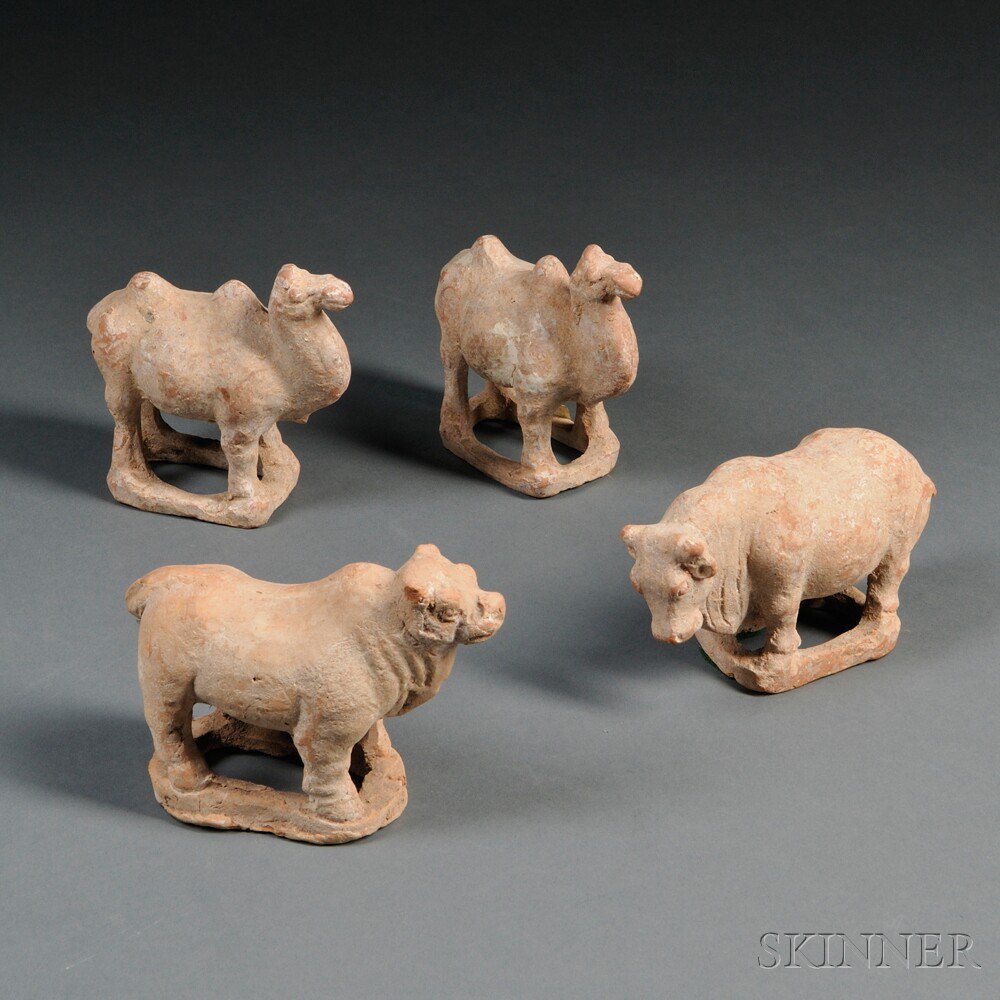 Appraisal: Four Funerary Clay Models of Animals Mingqi China comprising a