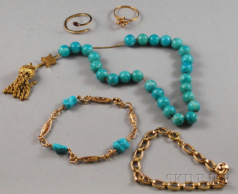 Appraisal: Small Group of Jewelry a strand of worry beads two