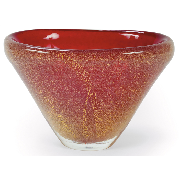 Appraisal: Tobia Scarpa sommerso bullicini vase Venini Italy red glass encased