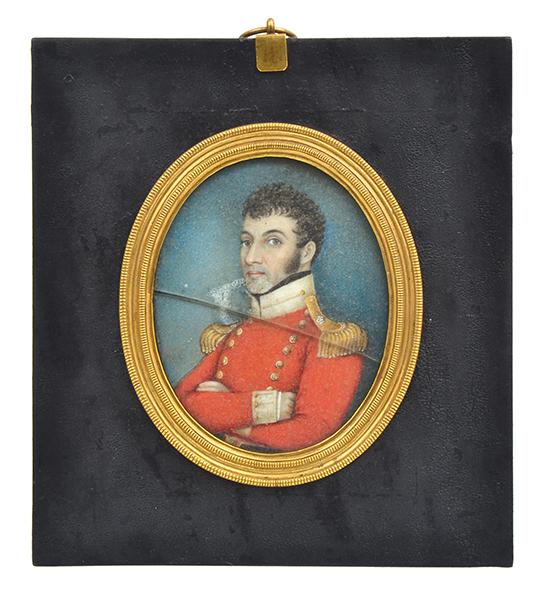 Appraisal: A GEORGIAN IVORY PORTRAIT MINIATURE OF COLONEL TAYLOR TOGETHER WITH