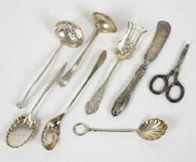 Appraisal: Sterling silver spoons ladles butter knife etc Total weight oz