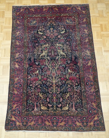 Appraisal: Iranian Yezd Tree of Life Rug Finely woven with classic