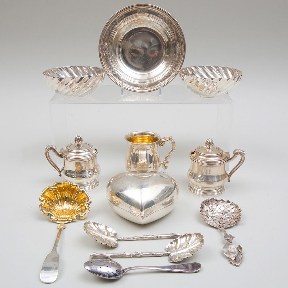 Appraisal: Group of Silver and Silver Plate Table Articles The silver