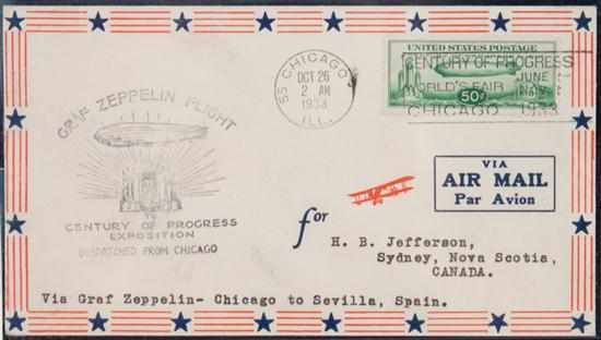 Appraisal: Flown Century of Progress Graf Zeppelin flight cover Scott C-