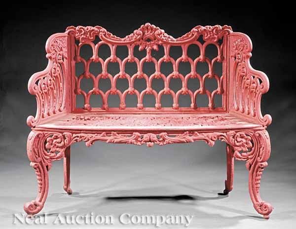 Appraisal: A Pair of American Rococo Cast Iron Garden Settees mid-