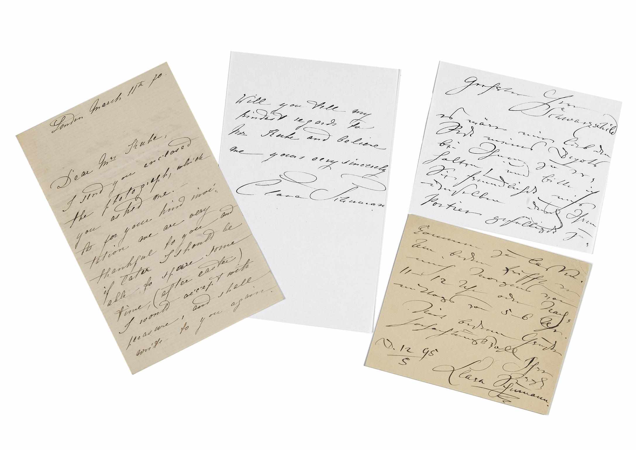 Appraisal: SCHUMANN CLARA - Autograph Letters Signed ''Clara Schumann'' pp recto