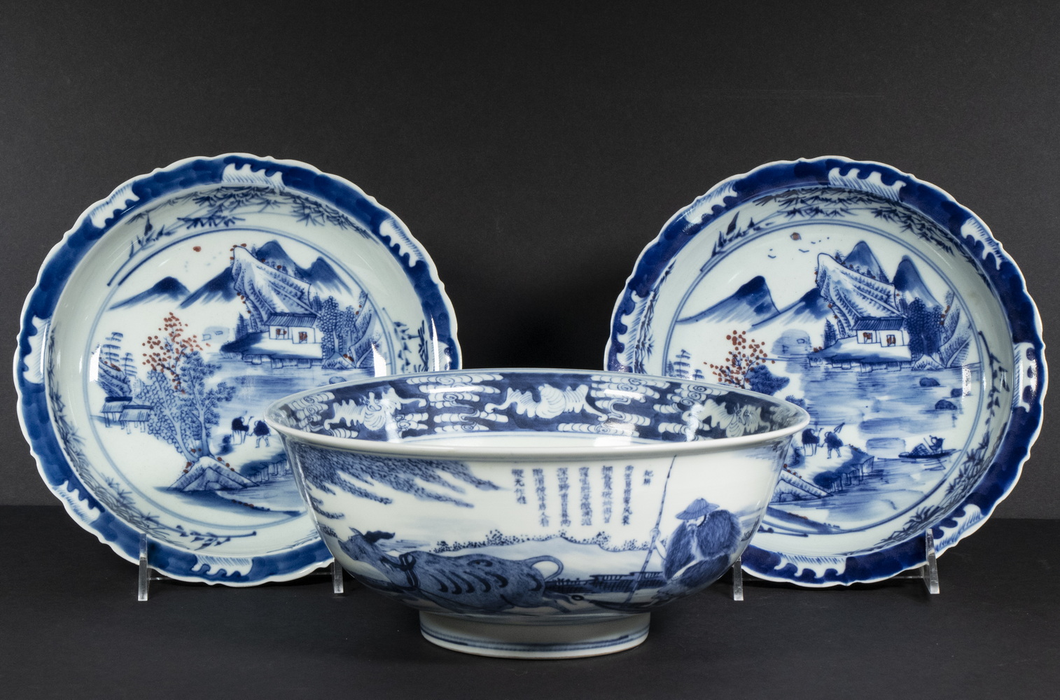 Appraisal: CHINESE EXPORT PORCELAIN BOWLS All with blue apocryphal six-character Kangxi