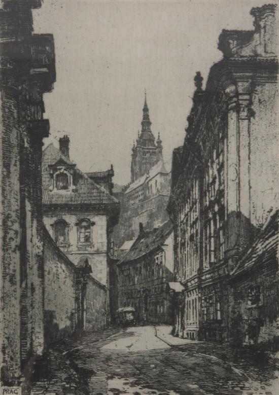 Appraisal: LUIGI KASIMIR Austrian - STREET SCENE signed lower right margin