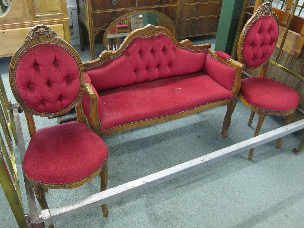 Appraisal: Lot comprising small settee and a pair of chairs