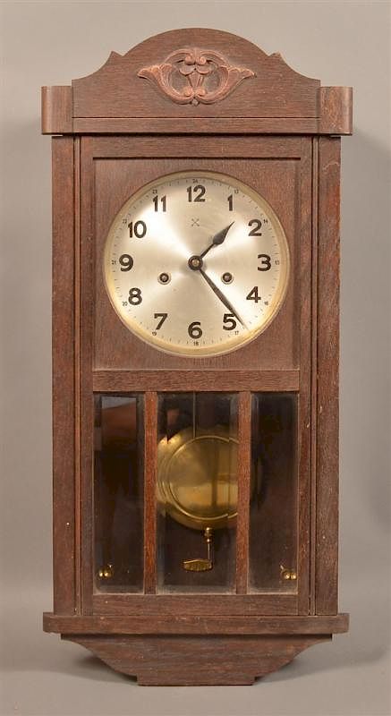 Appraisal: Oak Case German Box Clock Oak Case German Box Clock