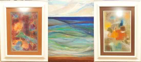 Appraisal: Anne G Helioff American - Three assorted abstract works of