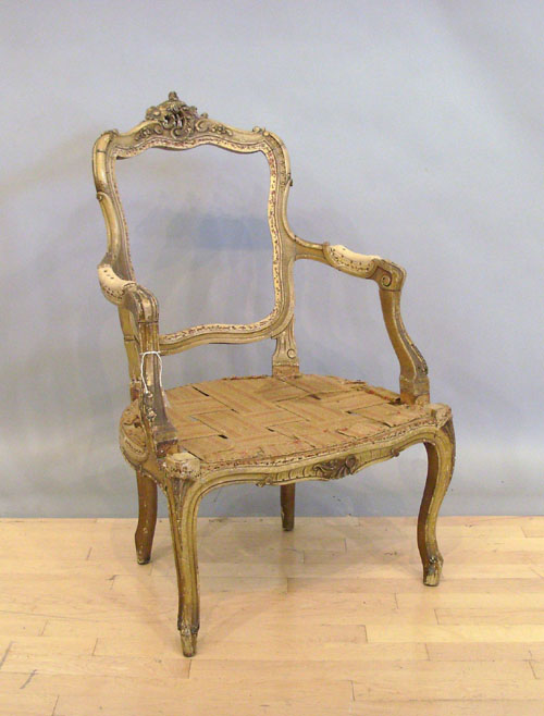 Appraisal: French painted armchair late th c