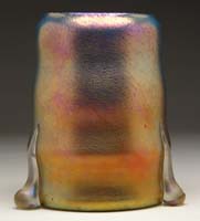 Appraisal: LOETZ IRIDESCENT VASE Large cylindrical amber vase with iridescent gold